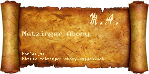 Metzinger Abony névjegykártya